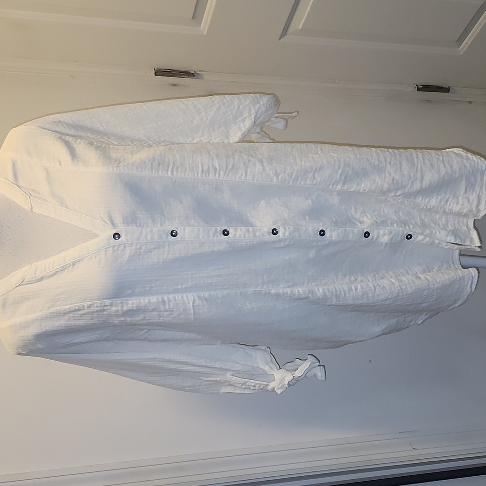 Splendid Cotton Shirt Dress Button Gauzy Large